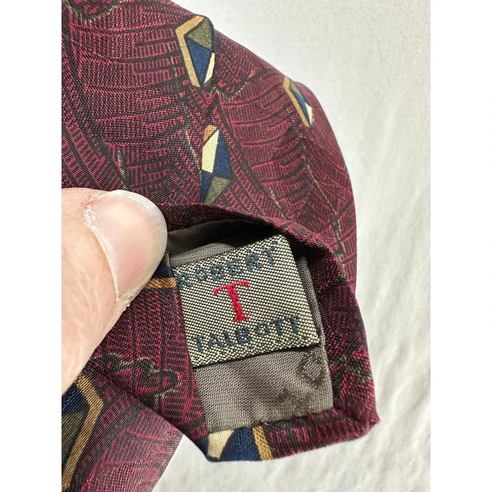 Vintage‎ Robert Talbott Studio Britches Silk Tie Burgundy Geometric Diamond Mens